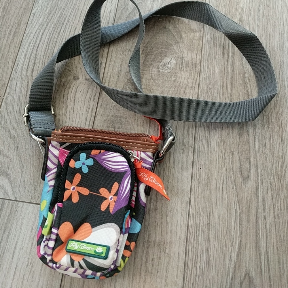 Used Lily Bloom camera bag, grey strap